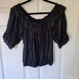 Off the shoulder Black Rainbow shirt, Large